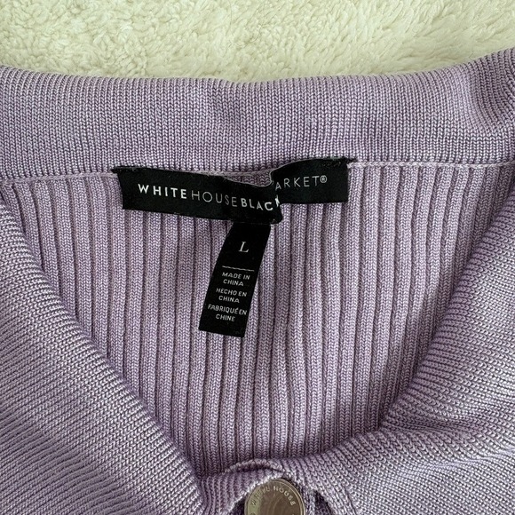 White House Black Market Ribbed Button Down Long Sleeve Sweater Women's L Lilac - Picture 2 of 9